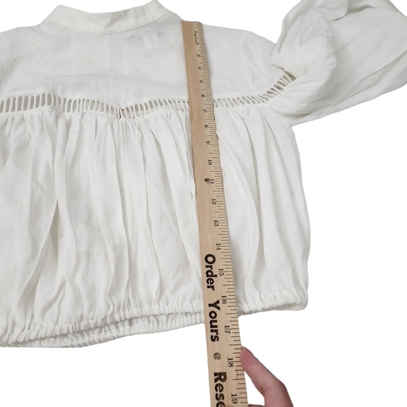 Finders Keepers Blouse 4 Ivory White Lattice Long Sleeve Crop Top Sample - Picture 12 of 13